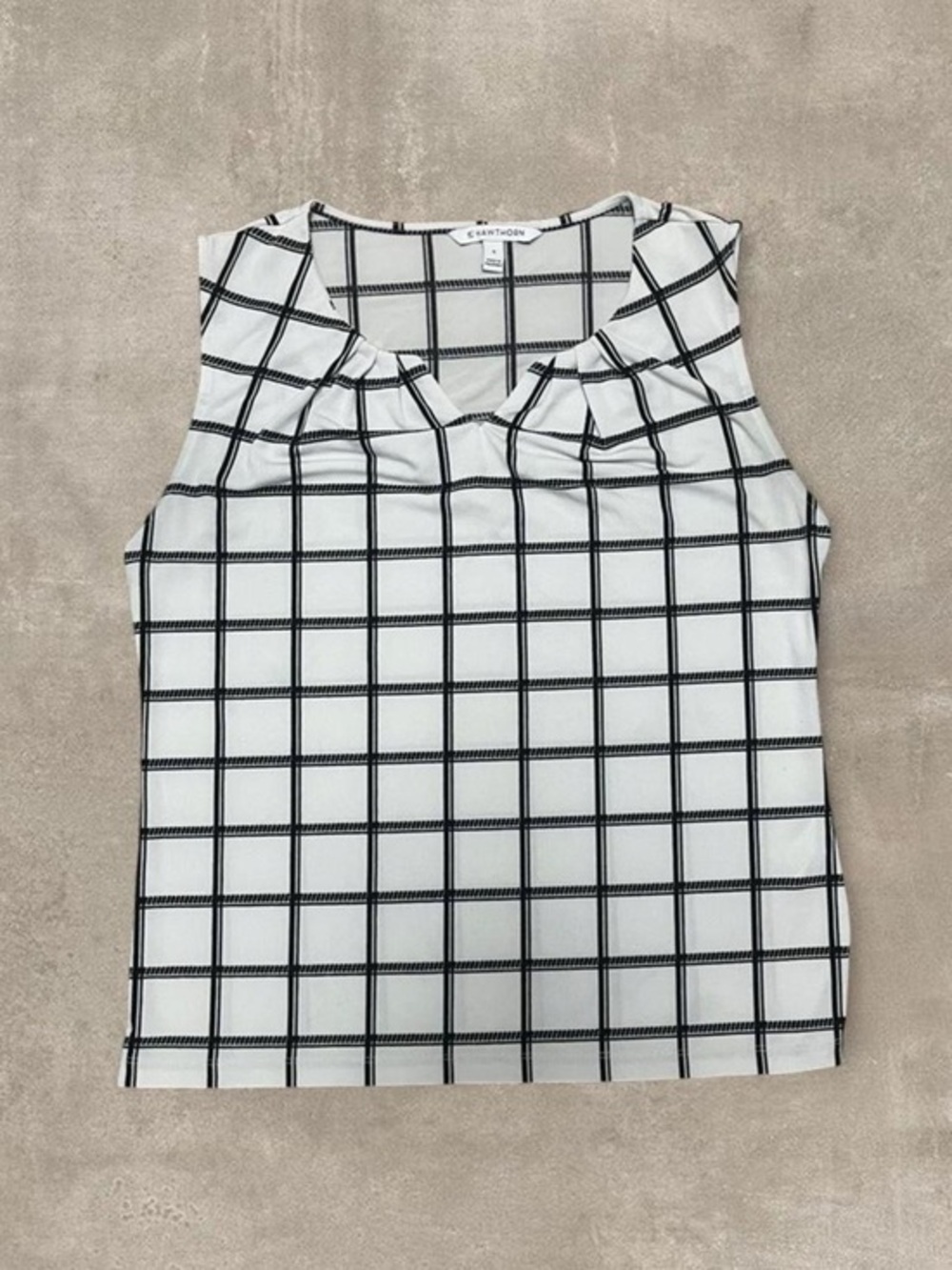 41 Hawthorn Black White Windowpane Sleeveless Blouse Size Medium